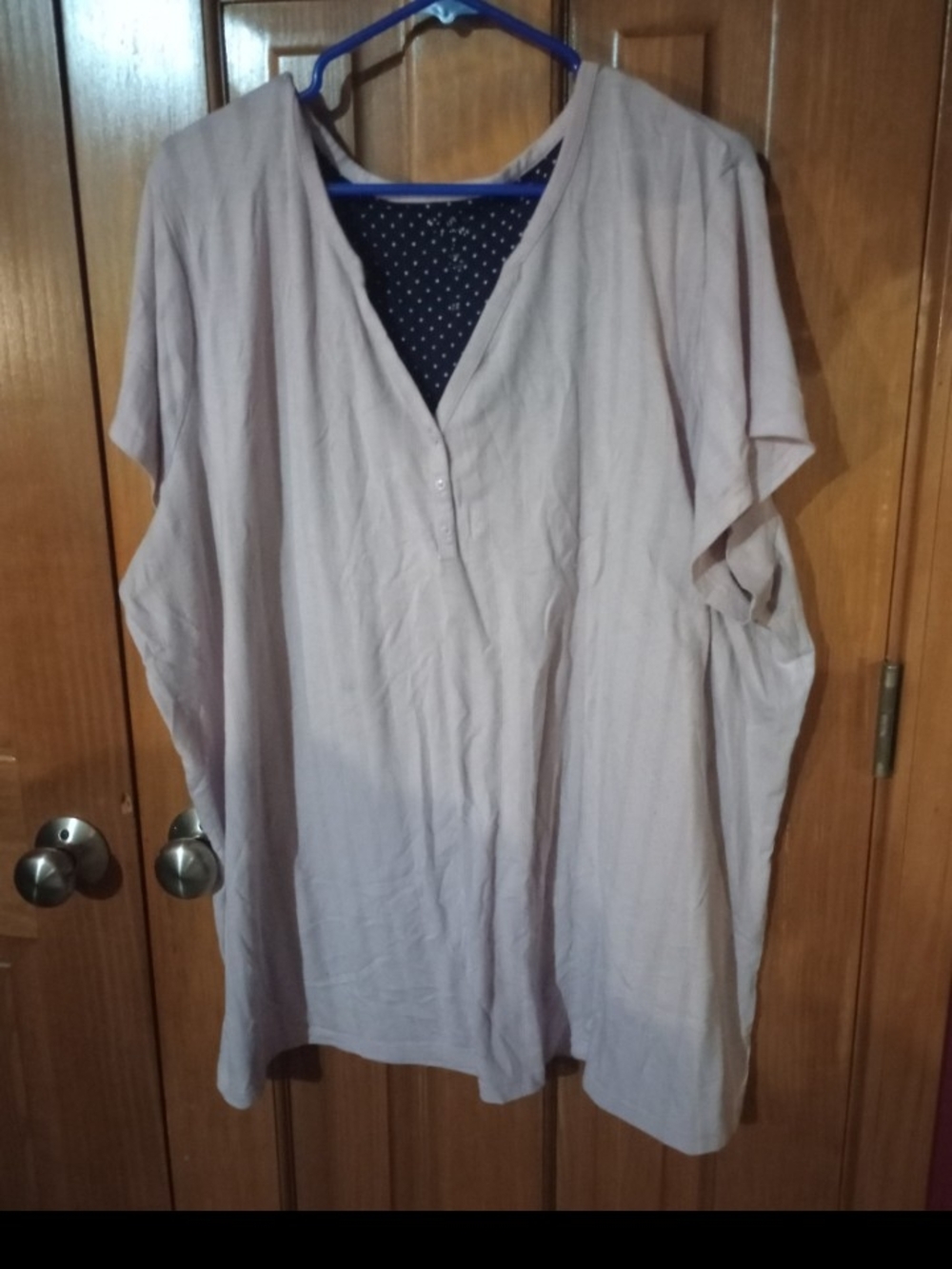 Women’s V-Neck Short Sleeve Sleep Shirt in Light Pink -